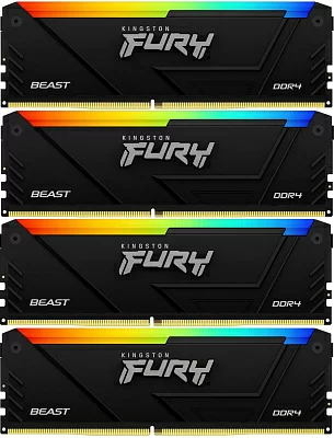 Память DDR4 4x8GB 3200MHz Kingston KF432C16BB2AK4/32 Fury Beast RGB RTL Gaming PC4-25600 CL16 DIMM 288-pin 1.35В dual rank с радиатором Ret