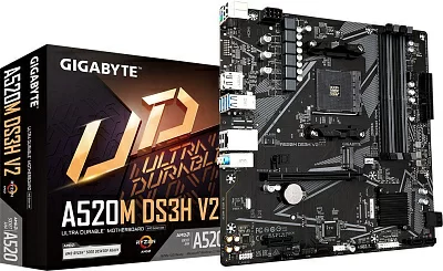 Материнская плата Gigabyte A520M DS3H V2 Soc-AM4 AMD A520 4xDDR4 mATX AC`97 8ch(7.1) GbLAN RAID+HDMI+DP