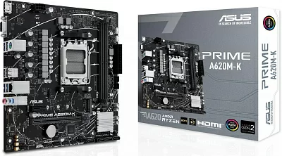 Материнская плата Asus PRIME A620M-K SocketAM5 AMD A620 2xDDR5 mATX AC`97 8ch(7.1) GbLAN RAID+VGA+HDMI