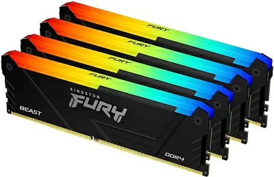 Память DDR4 4x8GB 3600MHz Kingston KF436C17BB2AK4/32 Fury Beast RGB RTL Gaming PC4-28800 CL17 DIMM 288-pin 1.35В kit single rank с радиатором Ret