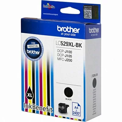 Картридж струйный Brother LC529XLBK черный (2400стр.) для Brother DCP-J100/J105/J200