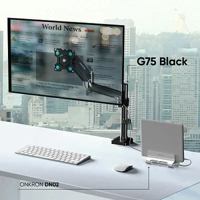 Кронштейн для мониторов Onkron G75 черный 13"-34" макс.12кг настольный поворот и наклон