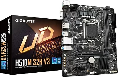 Материнская плата Gigabyte H510M S2H V3 Soc-1200 Intel H470 2xDDR4 mATX AC`97 8ch(7.1) GbLAN+VGA+HDMI+DP