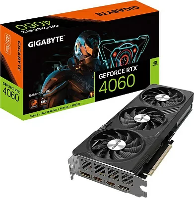 Видеокарта Gigabyte PCI-E 4.0 GV-N4060GAMING OC-8GD NVIDIA GeForce RTX 4060 8Gb 128bit GDDR6 2550/17000 HDMIx2 DPx2 HDCP Ret