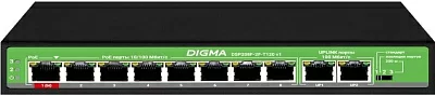 Коммутатор Digma DSP208F-2F-T120 DSP208F-2F-T120 V1 10x100Мбит/с 8PoE 8PoE+ 120W неуправляемый